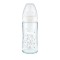 Nuk First Choice Plus Glas-Babyflasche mit Temperaturregelung, Silikonnippel M für 0-6 Monate, weiß mit Sternen, 240 ml