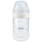 Nuk Nature Sense Температурен контрол Пластмасова бебешка бутилка със силиконов биберон M за 6-18 месеца Бяла 260 ml