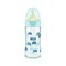 Nuk Biberon en verre First Choice Plus Tétine en caoutchouc avec contrôle de la température M 0-6m Bleu avec éléphants 240ml