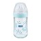 Nuk Nature Sense Контрол на температурата Стъклена бебешка бутилка Силиконова биберонка M 0+ месеца Blue Fox 240 ml