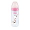 Пластиковая бутылочка Nuk First Choice Plus, силиконовая соска с контролем температуры, 6-18 месяцев, розовая с жирафом, 300 мл