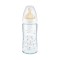 Nuk First Choice Plus - Biberon in vetro con controllo della temperatura, capezzolo in gomma M 0-6 m, bianco con stelle, 240 ml