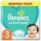 Pampers Monthly Active Baby Dry No3 (6-10 Kg) 208 Pcs