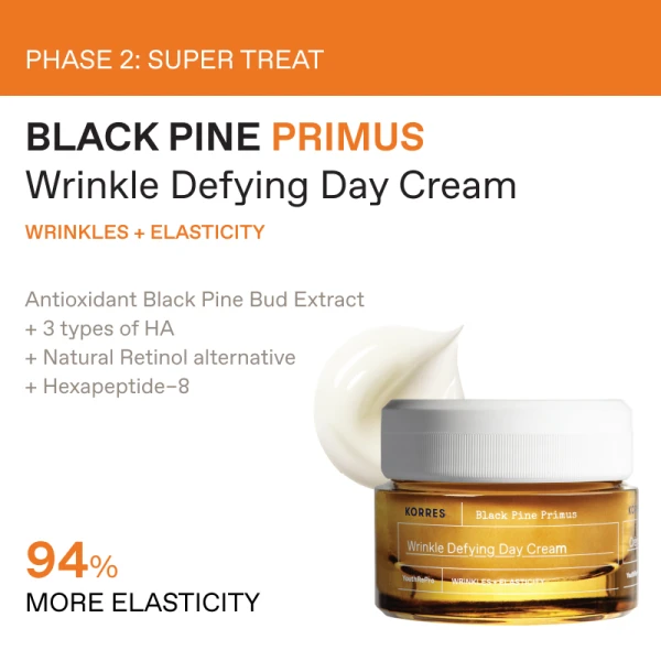 KORRES - PROMO PACK ΜΑΥΡΗ ΠΕΥΚΗ (Black Pine Primus) Κρέμα Νεότητας Ημέρας για λείανση ρυτίδων & ελαστικότητα - 40ml, Booster ενεργοποίησης νεότητας - 15ml & Smart Yoghurt Super Serum με Προβιοτικά - 15ml