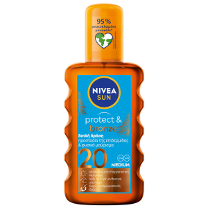 Nivea Sun Protect & Bronze SPF20, Αντηλιακό Λάδι Ενεργοποίησης Μαυρίσματος, 200ml