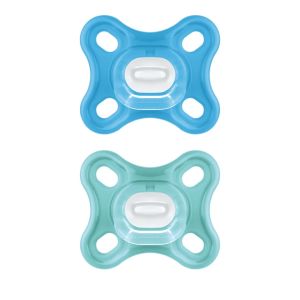 Mam Comfort Πιπίλα Σιλικόνη 0-2m Μπλε/Βεραμάν 2 τμχ