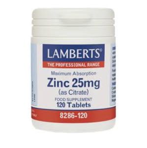 Lamberts Zinc Citrate 25 mg Συμπλήρωμα Ψευδάργυρου, 120 tabs