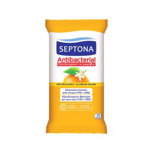 Septona Αντιβακτηριδιακά Μαντηλάκια Χεριών με Άρωμα Πορτοκάλι 15τμχ